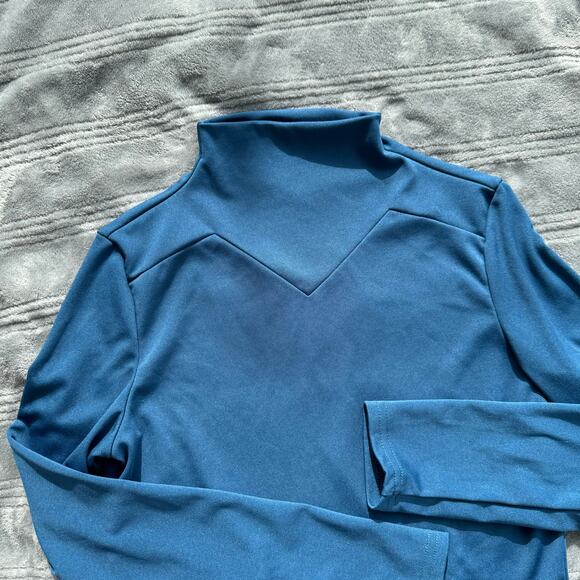 Athletic Long Sleeve Mock Turtleneck Shirt Top Teal Blue Women's Small - Picture 2 of 8